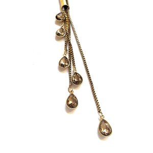 Teardrop Necklace with Champagne Crystals Beads and Charms-Gold Color Necklace